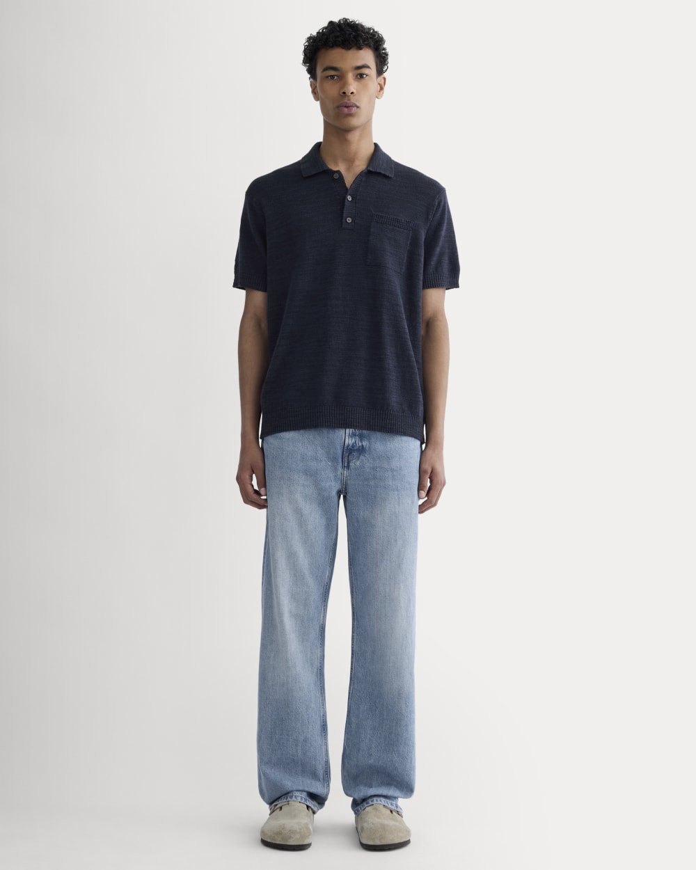 The Cotton Linen Polo | Navy