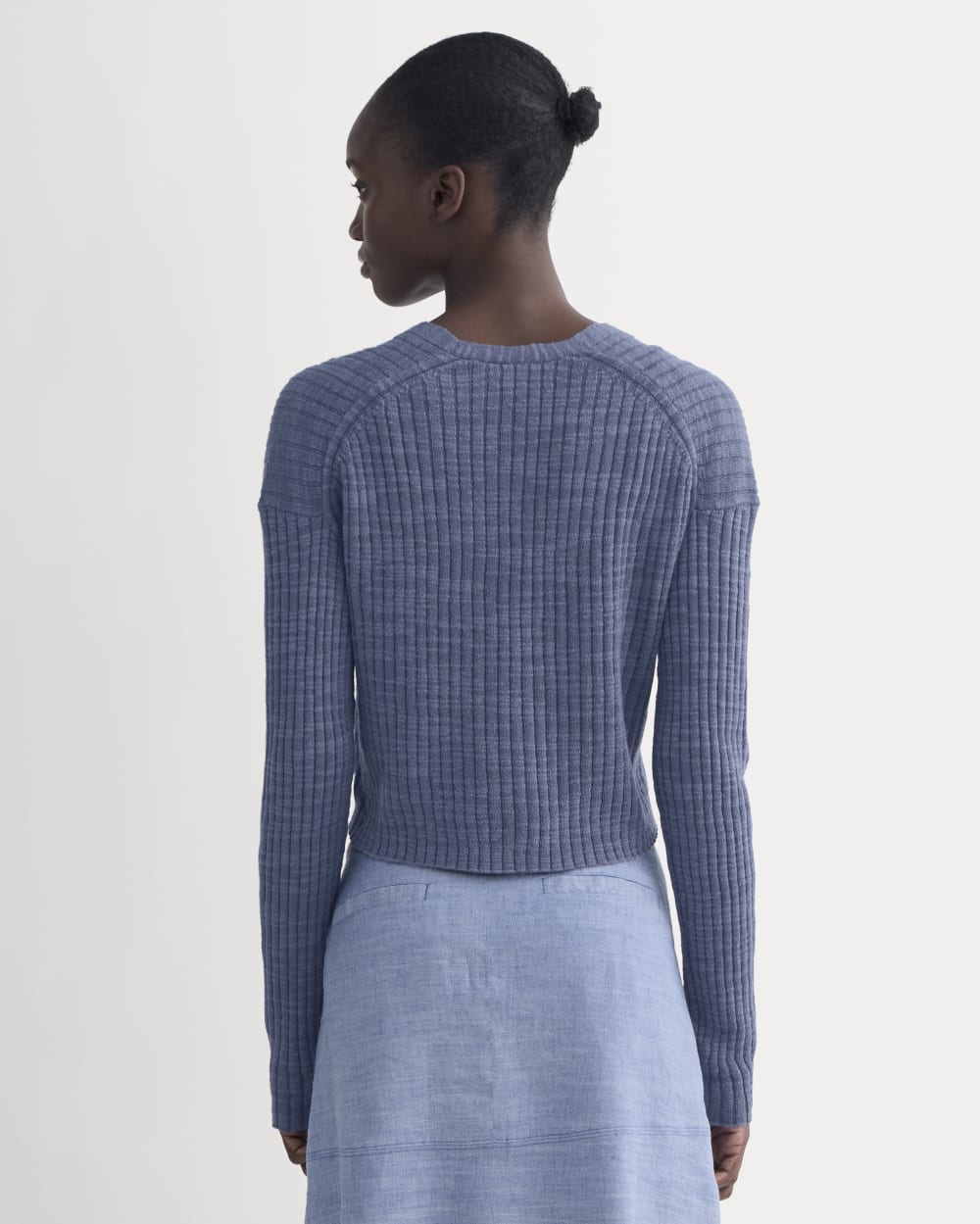 The Ribbed Cardigan in Cotton Linen | Indigo