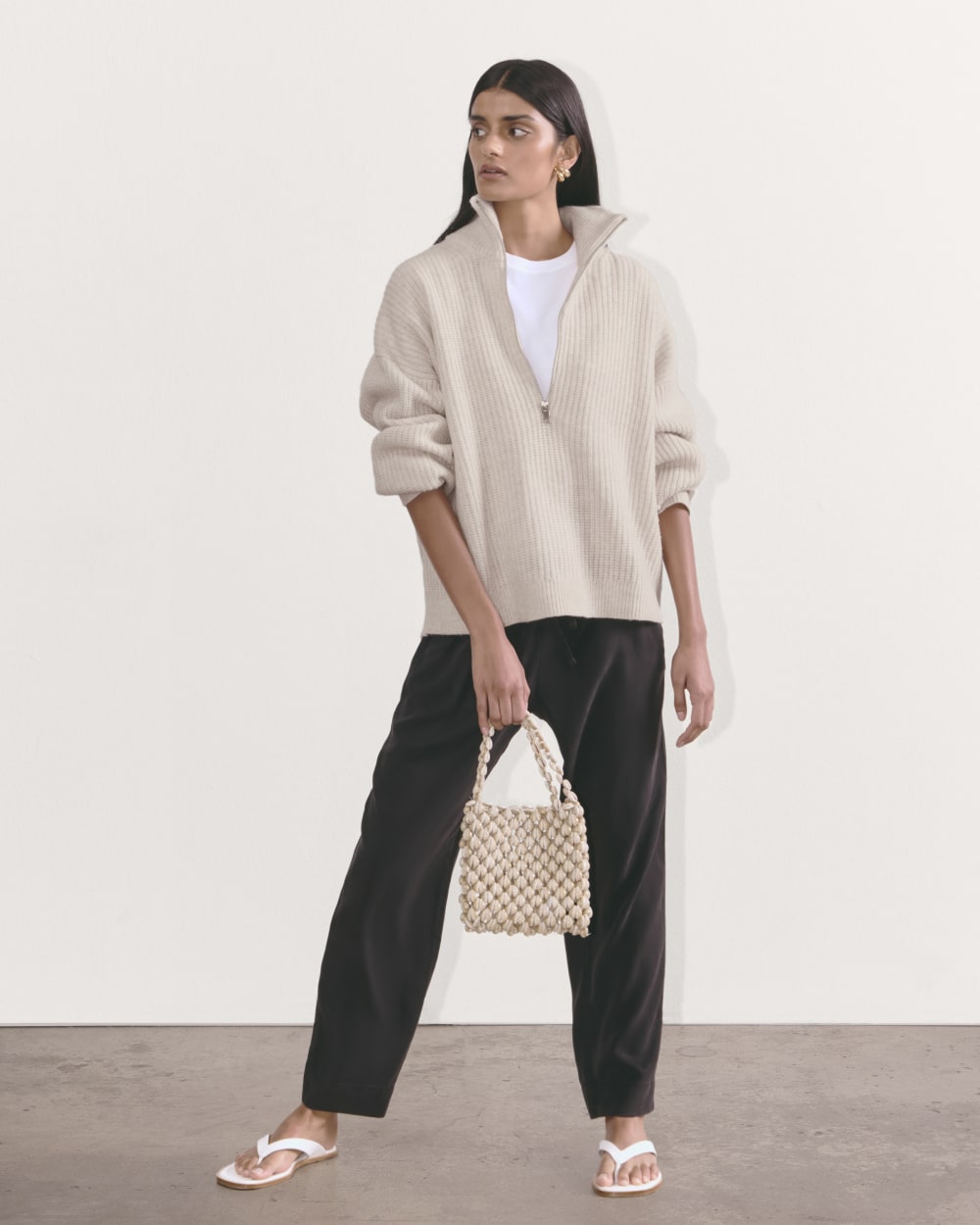 The Half-Zip Sweater in Luxe Merino | Heathered Oat