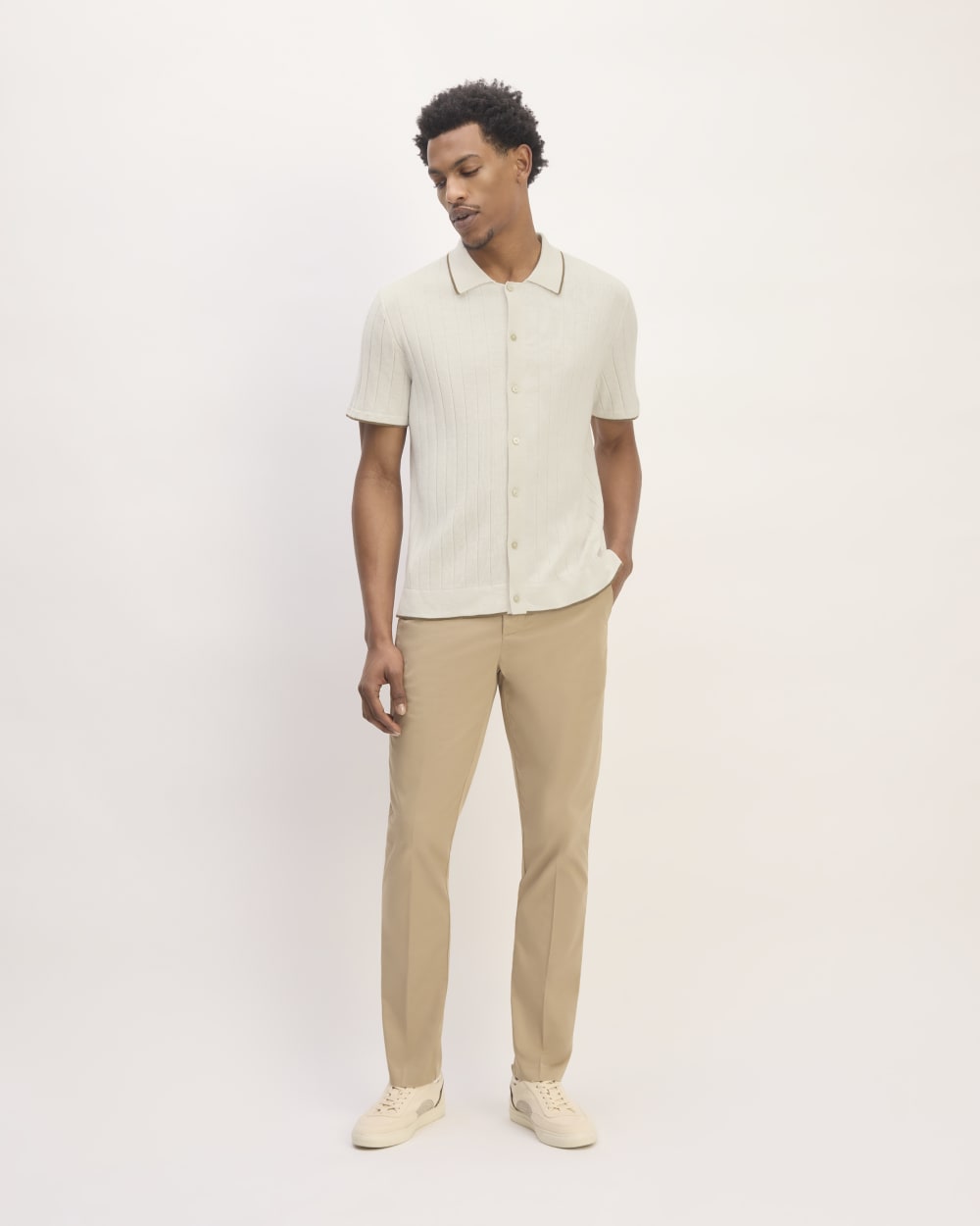 The No-Sweat Button-Down Polo | Heathered Canvas