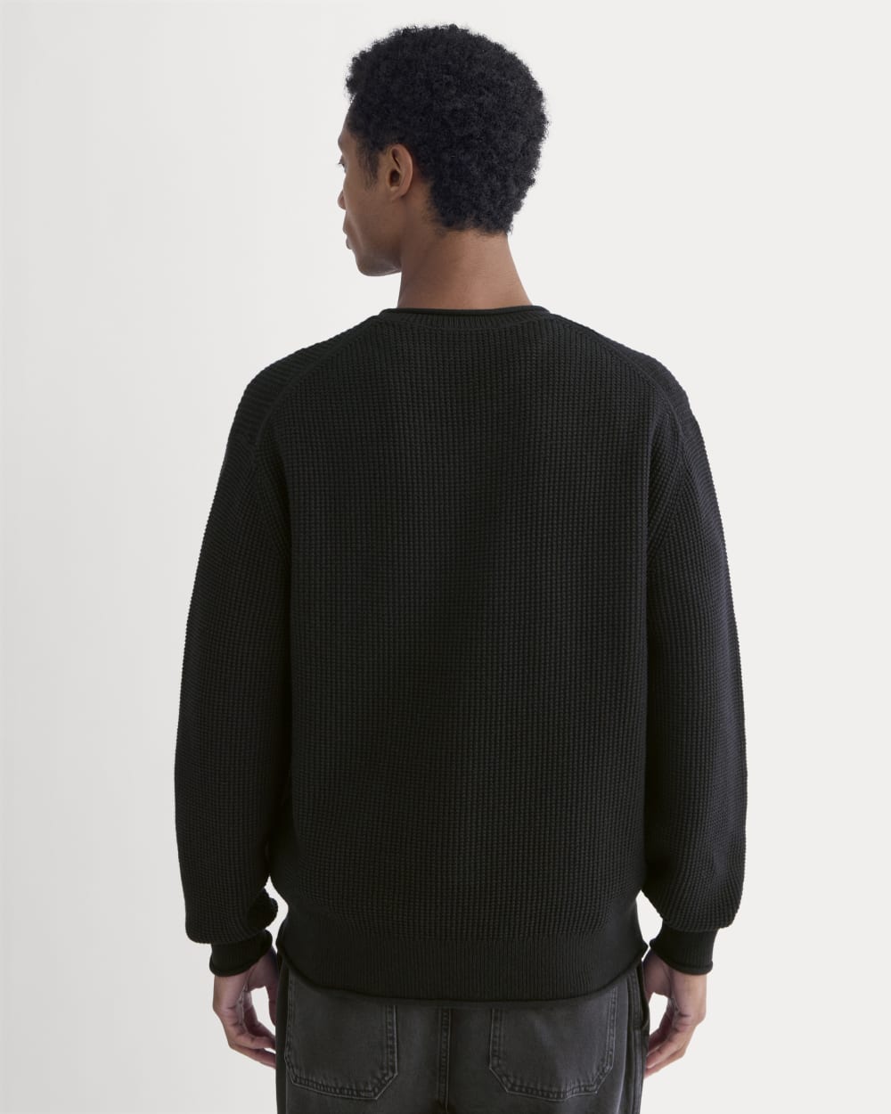 Waffle Rollneck Crew in Everyday Cotton | Black