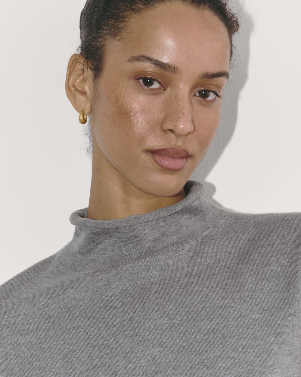 The Funnel Neck in Cotton Cashmere | Heather Charcoal