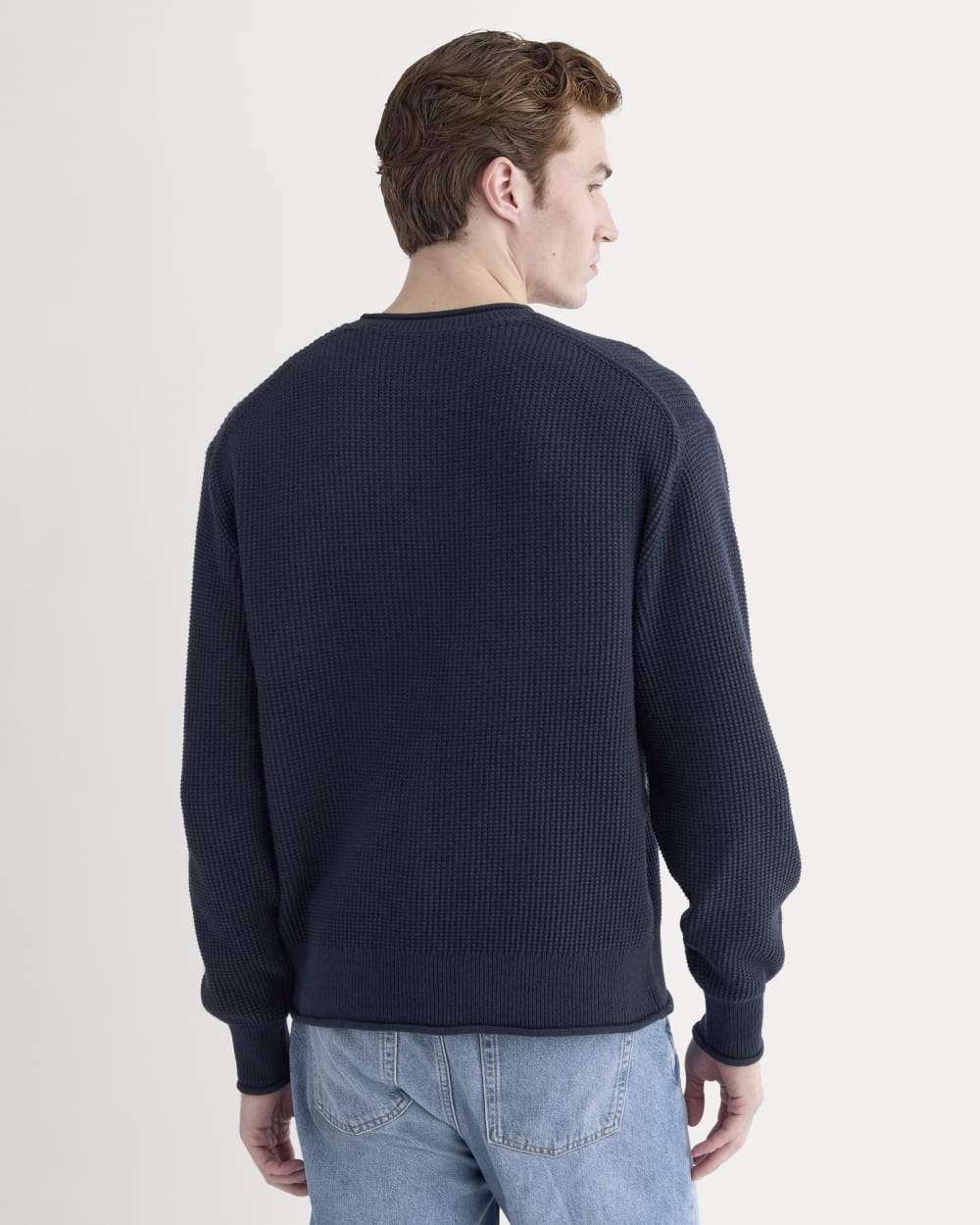 Waffle Rollneck Crew in Everyday Cotton | Navy