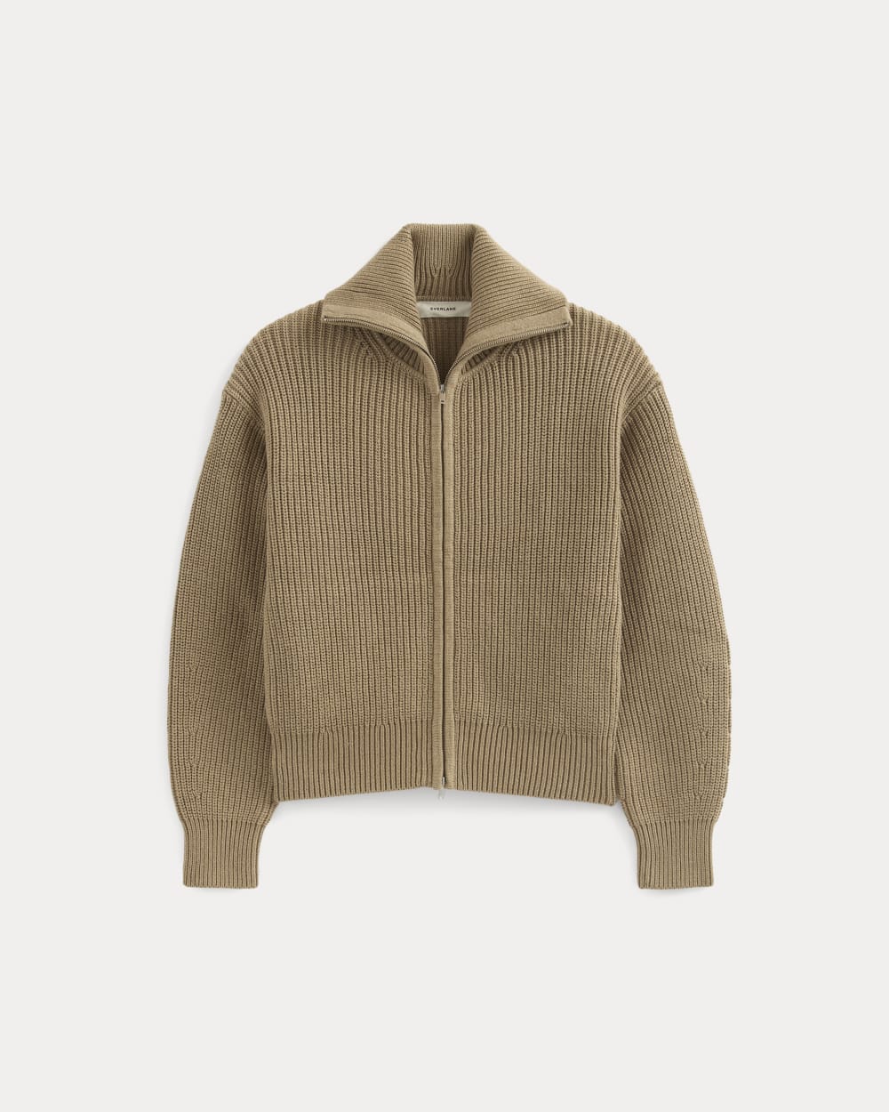 The Full-Zip Sweater in Everyday Cotton | Dark Heathered Camel