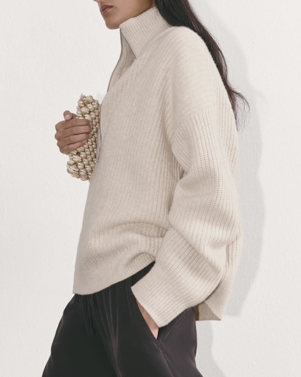 The Half-Zip Sweater in Luxe Merino | Heathered Oat