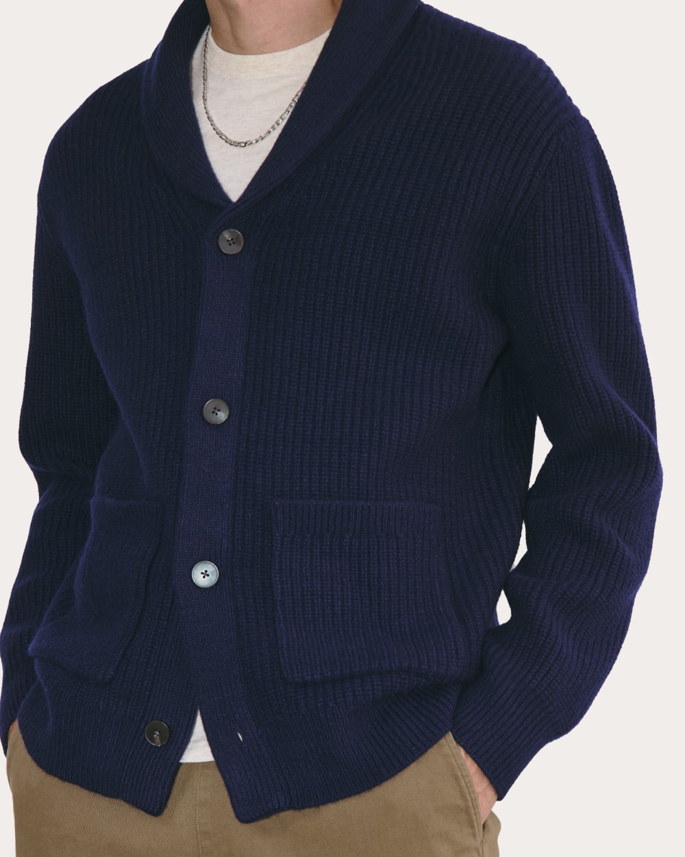 The Felted Merino Shawl Collar Cardigan | Deep Navy