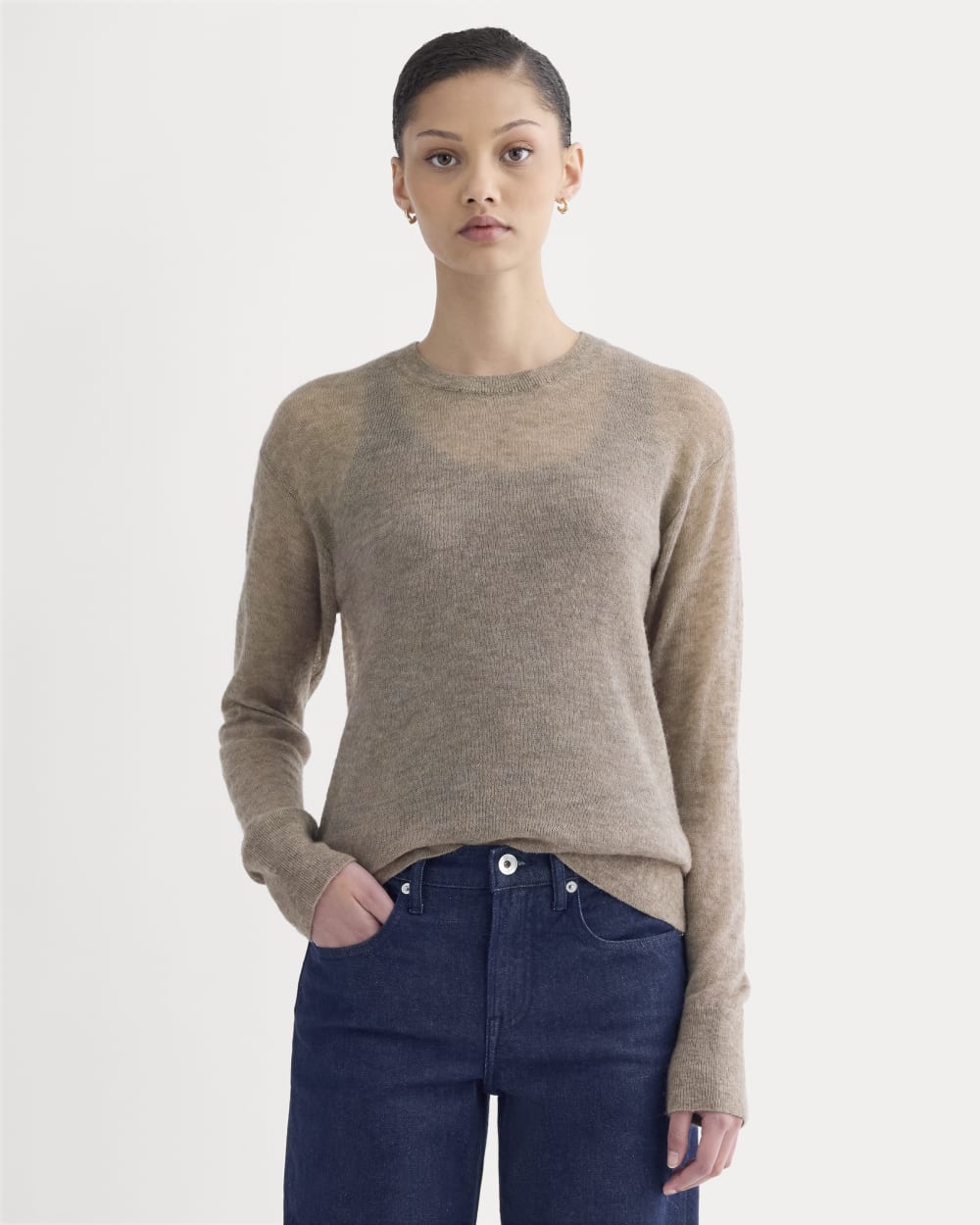 The Air Alpaca™ Relaxed Crew Top | Heathered Chocolate Chip