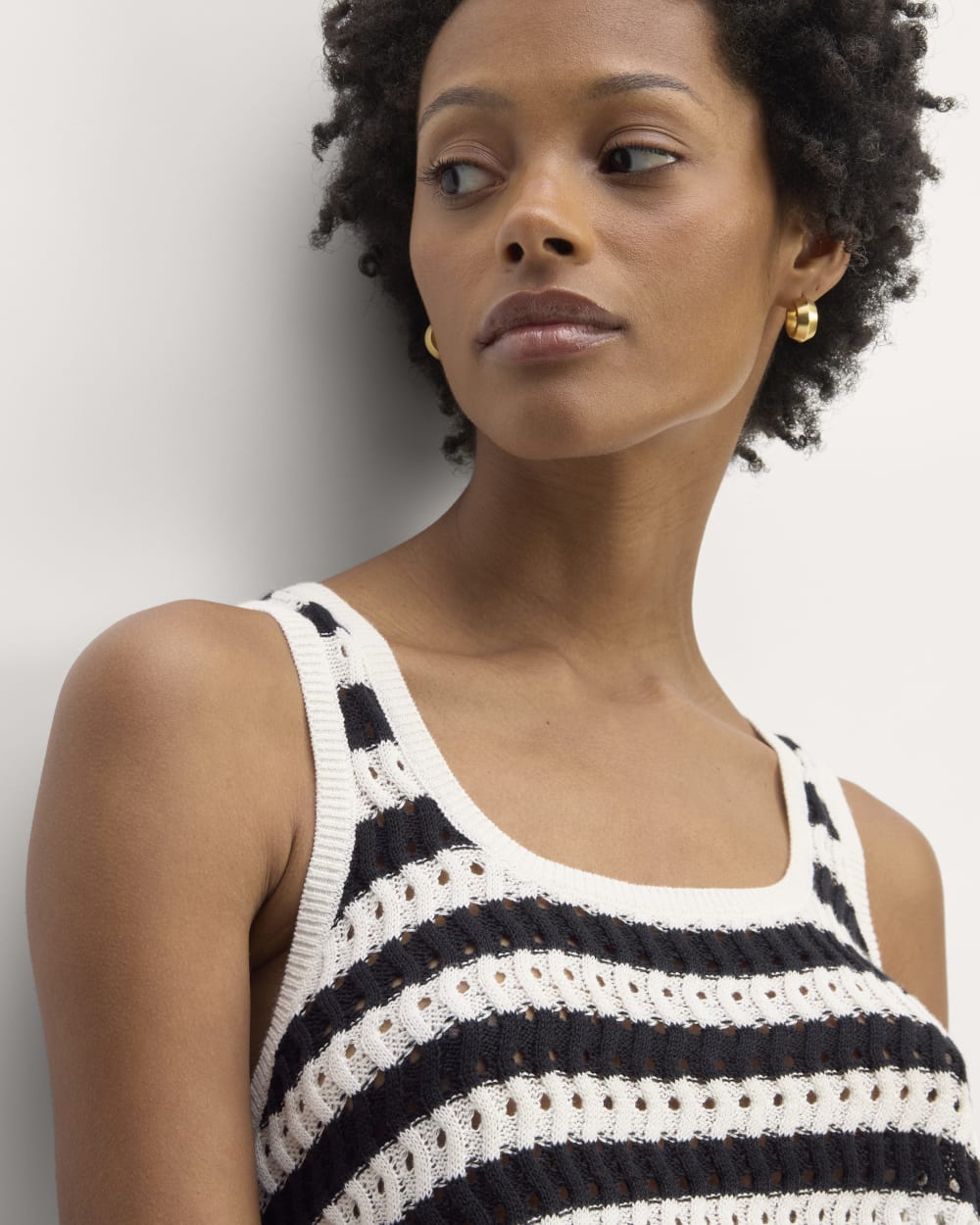 The Crochet Knit Tank | Bone / Black