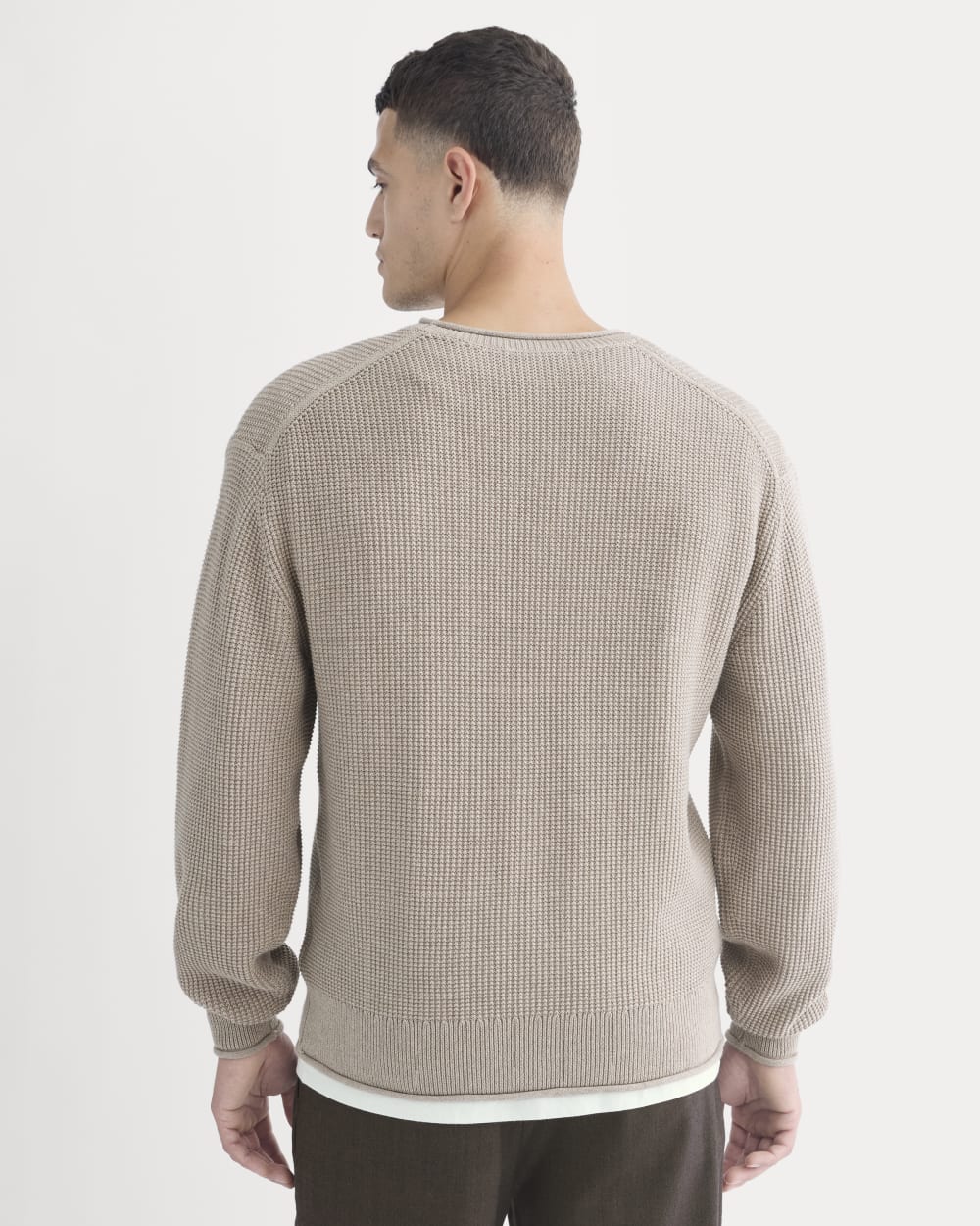 Waffle Rollneck Crew in Everyday Cotton | Heathered Oatmeal