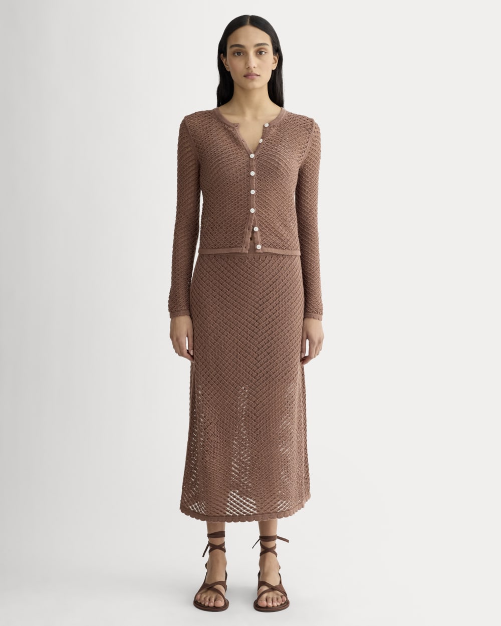 The Lace Knit Cardigan | Mocha