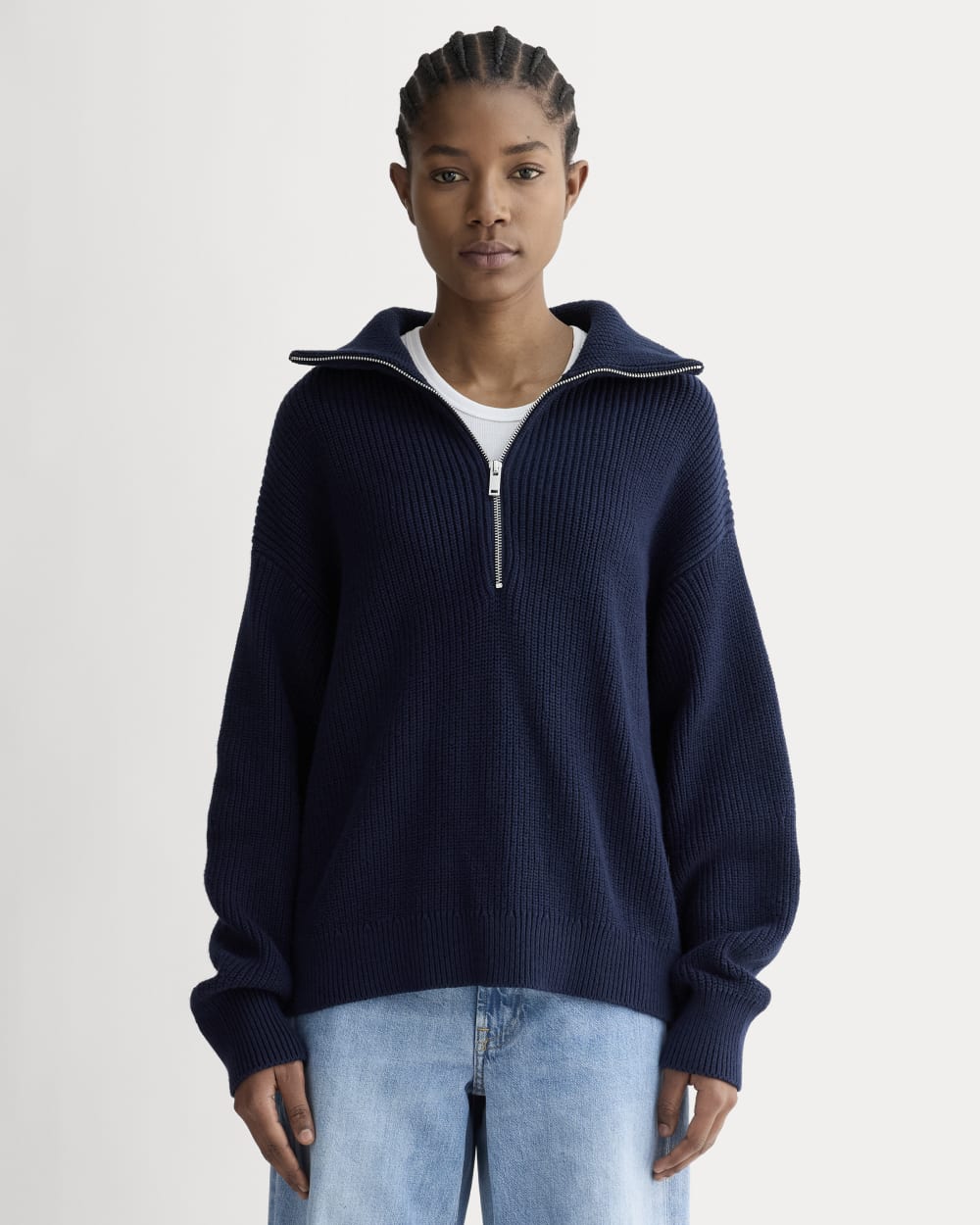 The Half-Zip in Everyday Cotton | Navy