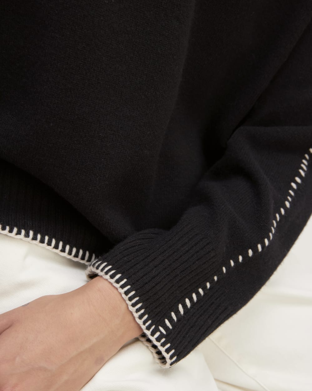 The Good Merino Wool Crewneck Sweater | Black / Buttermilk