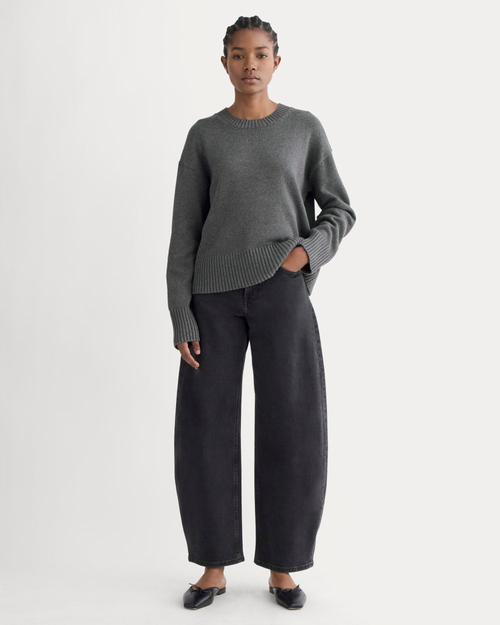 The Boxy Sweater in Everyday Cotton | Heathered Charcoal