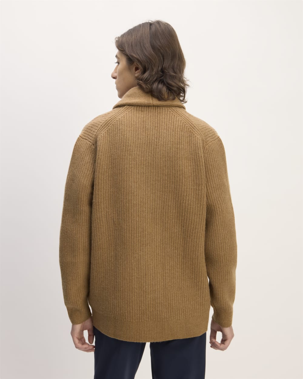 The Felted Merino Shawl Collar Cardigan | Deep Camel