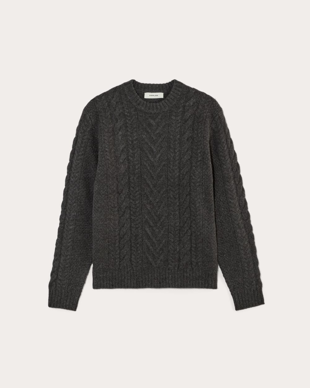 The Felted Merino Cable-Knit Crew | Charcoal