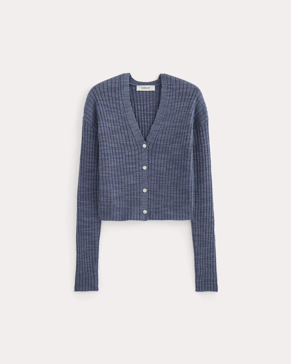 The Ribbed Cardigan in Cotton Linen | Indigo
