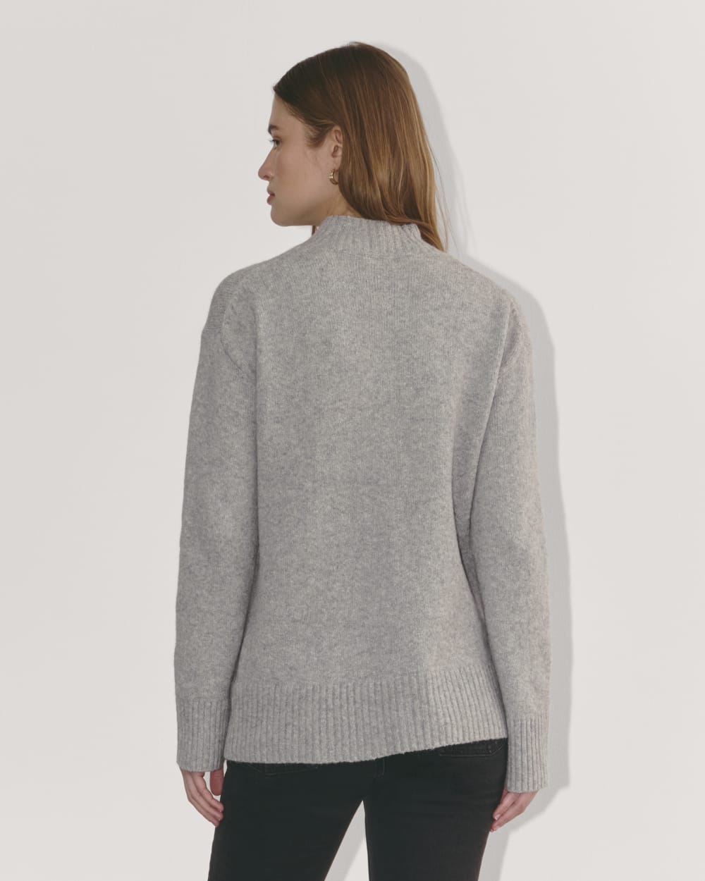 The Mockneck Sweater in Plush Cotton | Heathered Grey