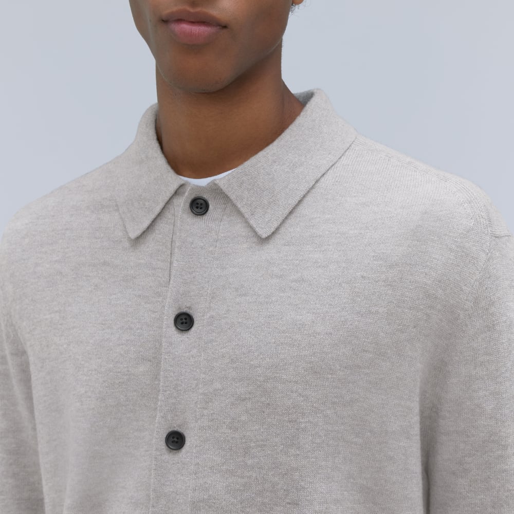 The Merino-Blend Sweater Polo |  Heathered Grey