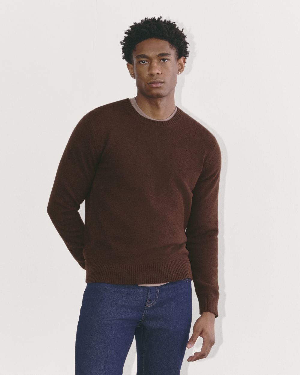 The Premium Merino Crew Neck Sweater | Heather Mahogany