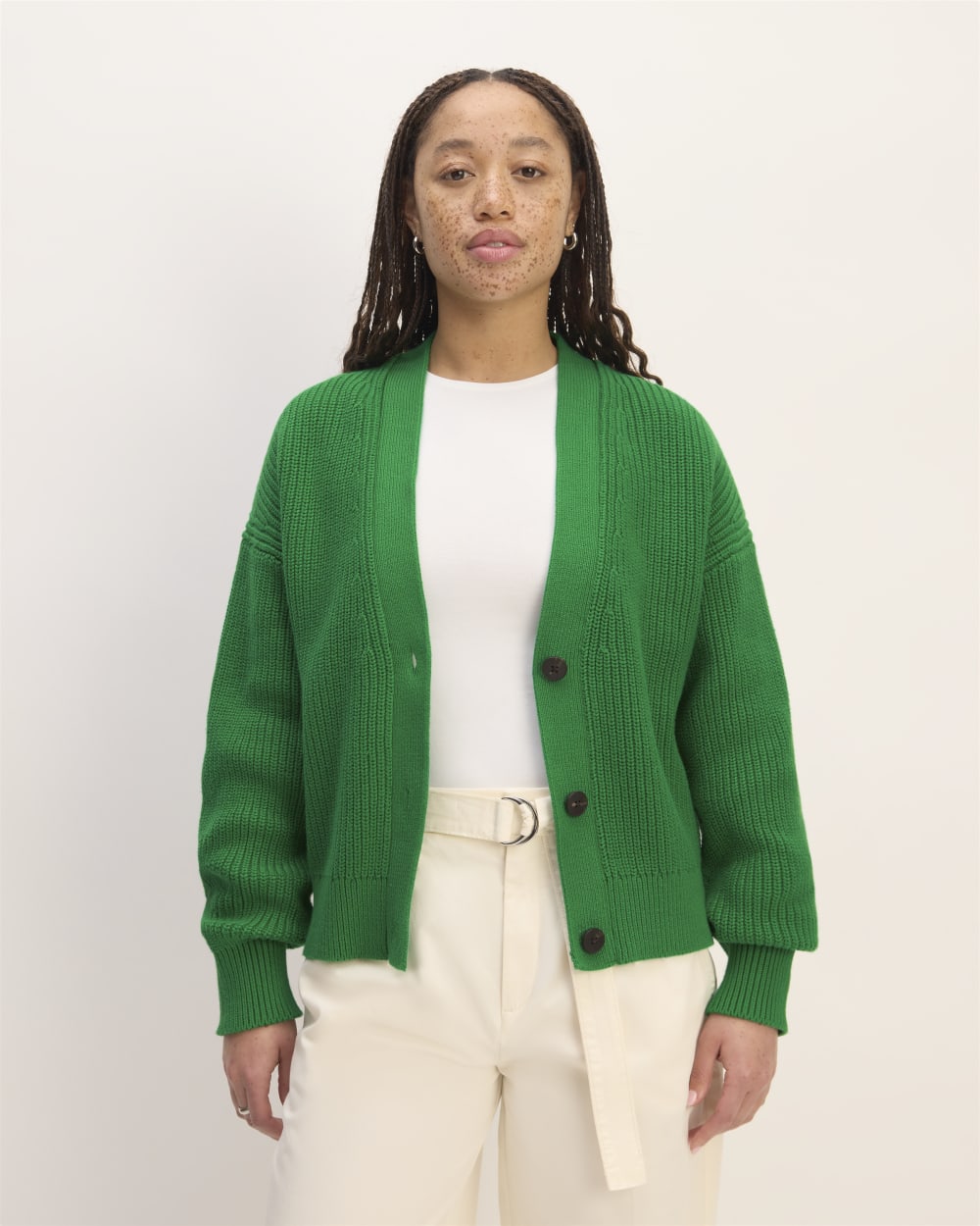 The Boxy Cardigan in Everyday Cotton | Grass Green