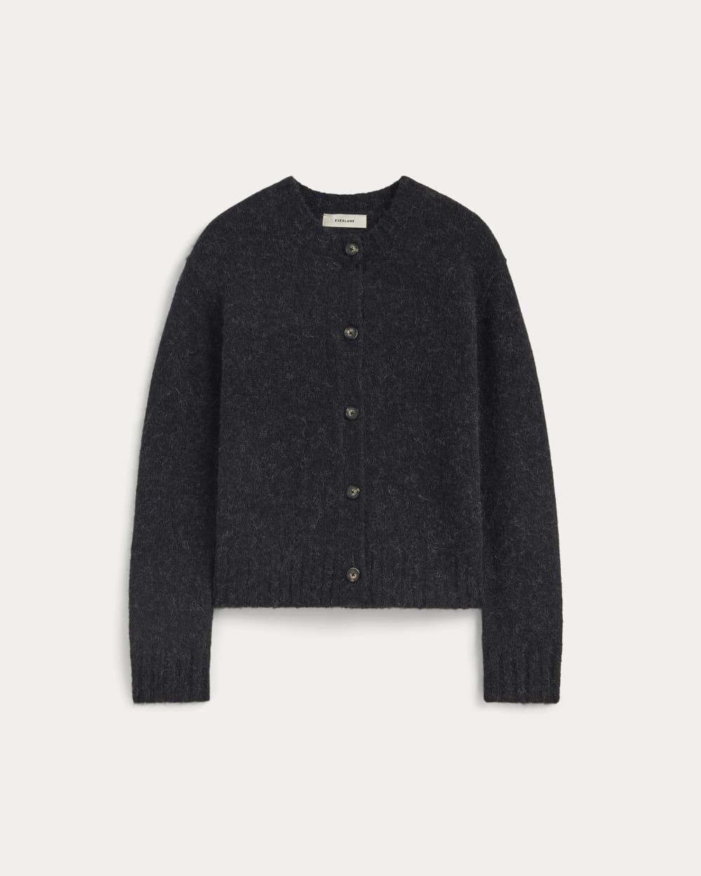 The Crew Cardigan in Alpaca | Heathered Black