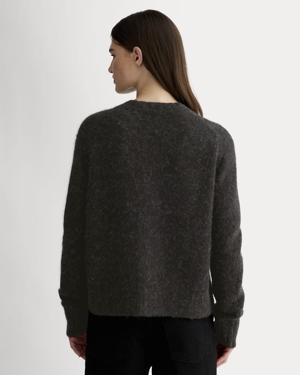 The Crew Cardigan in Alpaca | Heathered Black