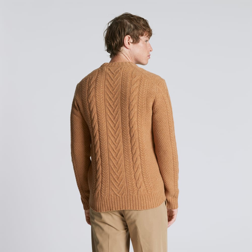 The Felted Merino Cable-Knit Crew | Cappuccino