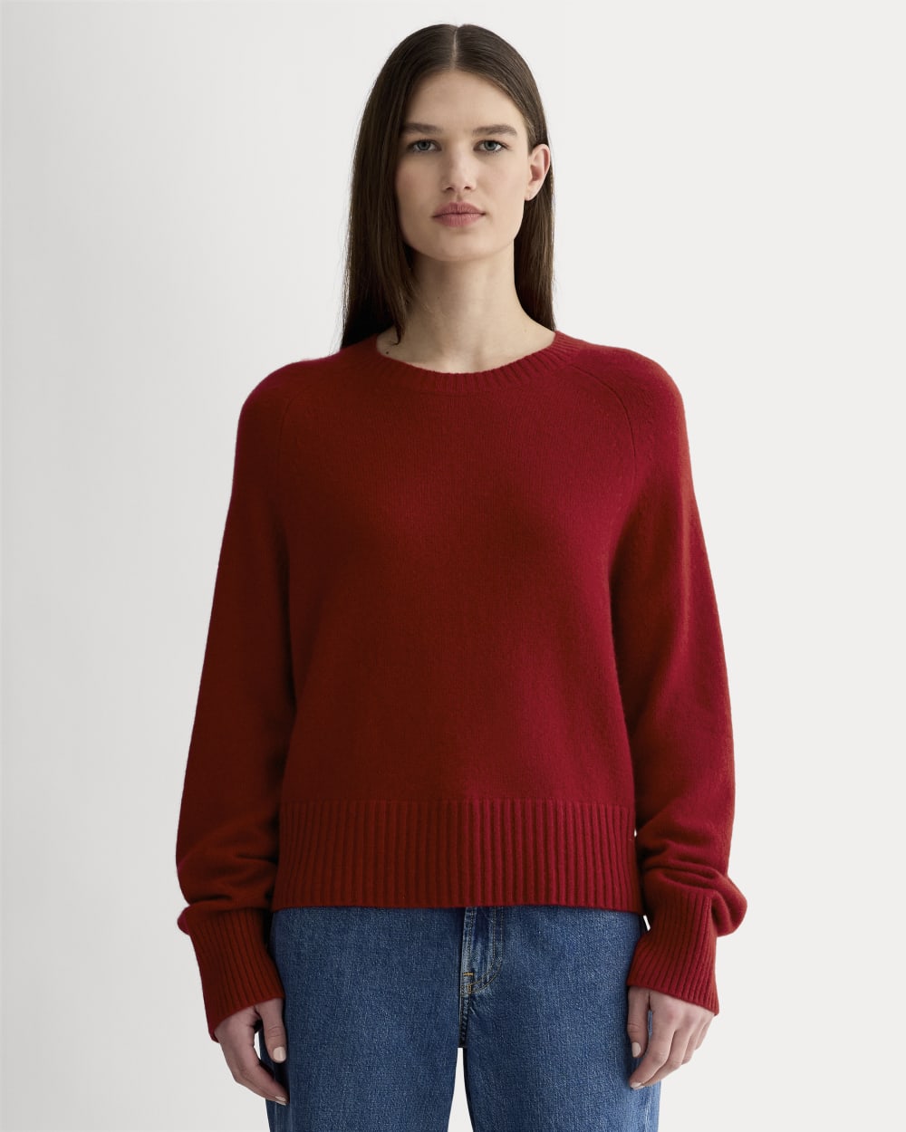 The Boxy Crew in Cashmere | Berry Red