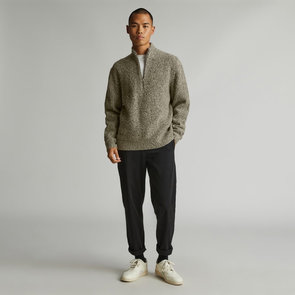 The Felted Merino Half-Zip Sweater | Seafoam Green / Kambaba Twist