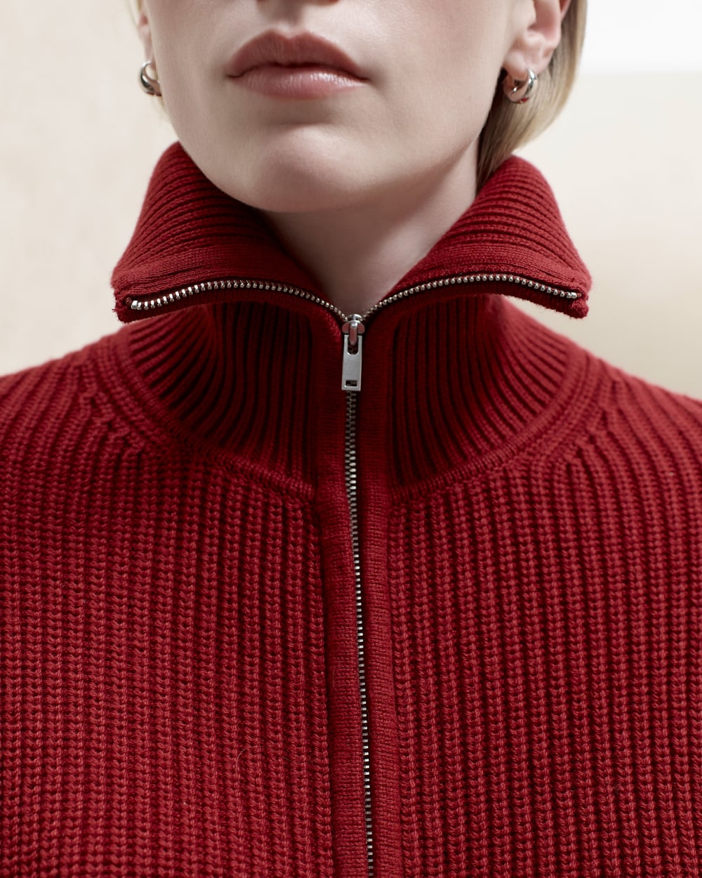 The Full-Zip Sweater in Everyday Cotton | Merlot