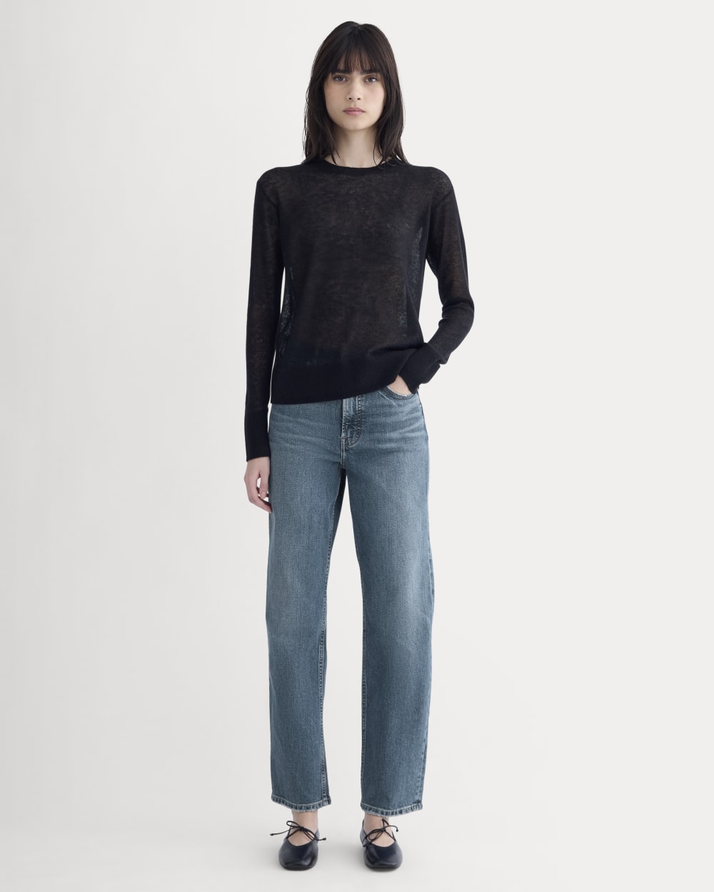 The Air Alpaca™ Relaxed Crew Top | Black