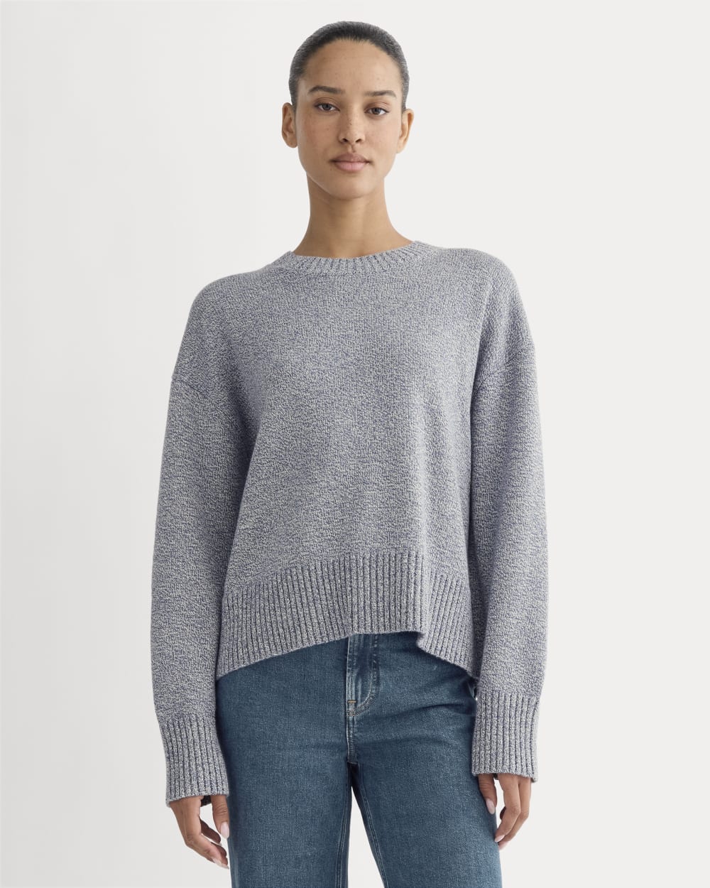 The Boxy Sweater in Everyday Cotton | Blue Indigo/Canvas Twist
