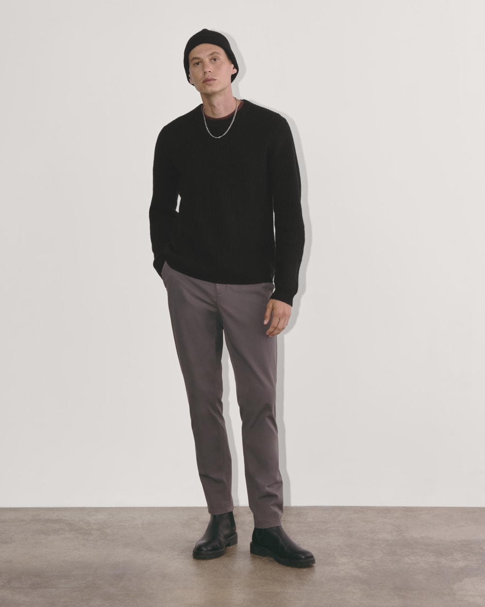 The Fisherman Crew in Wool Cashmere | Black