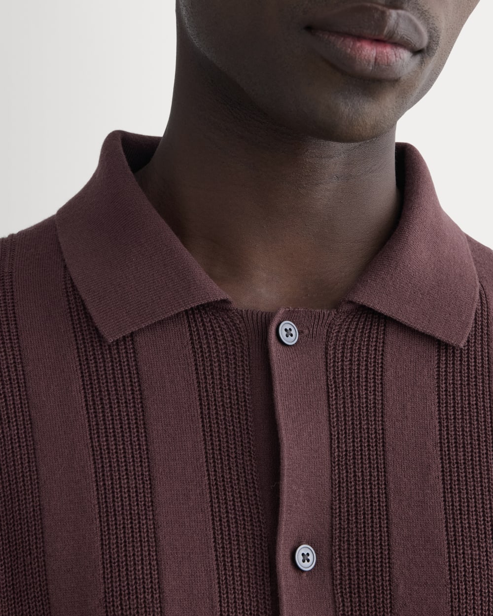 The No-Sweat Ribbed Polo | Dark Mahogany
