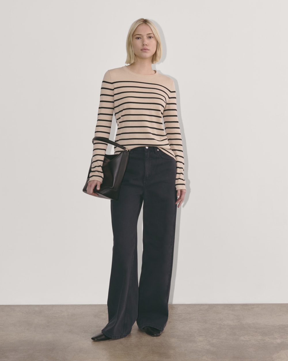 The Crew in Cotton Cashmere | Powder / Black