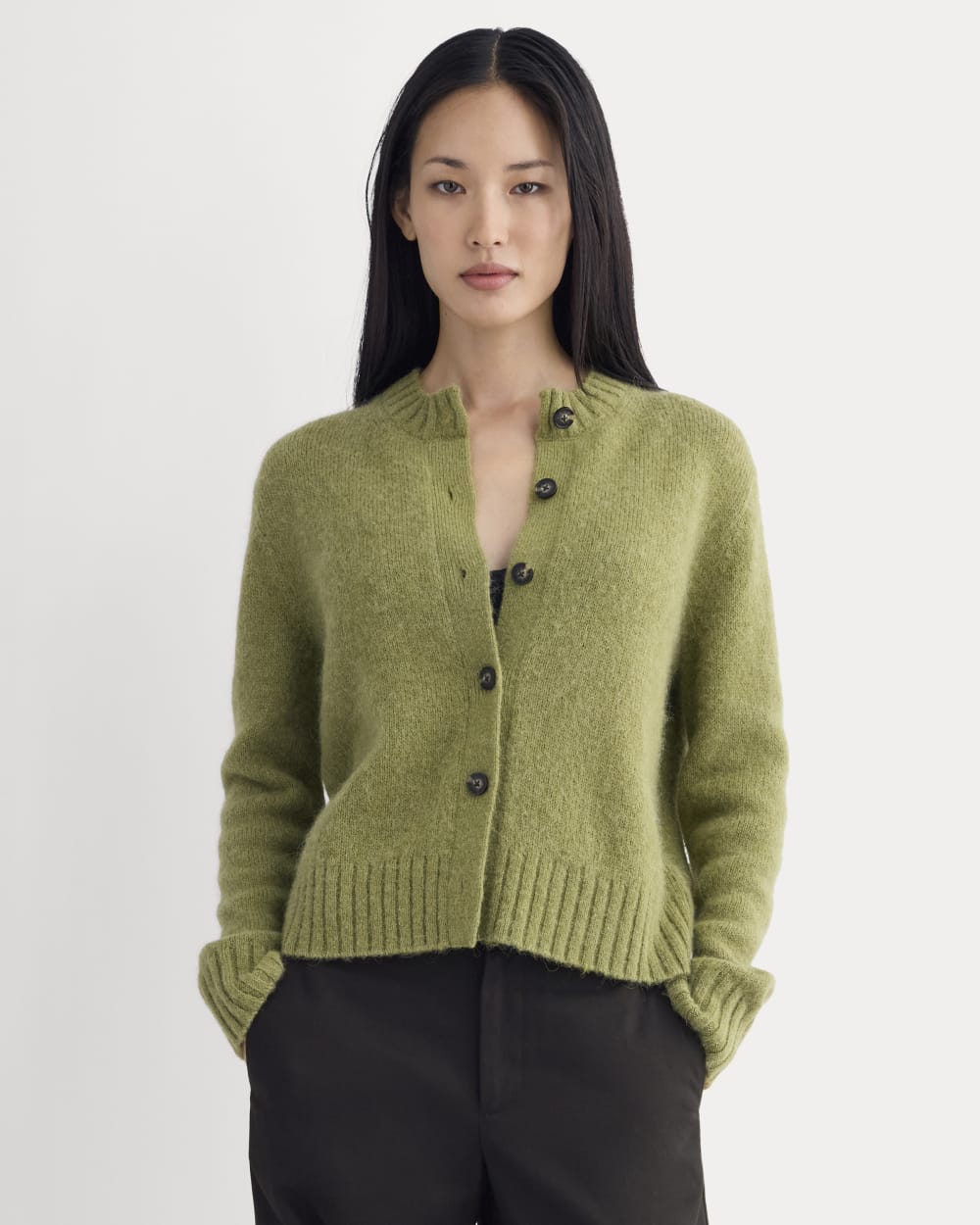 The Crew Cardigan in Alpaca | Moss