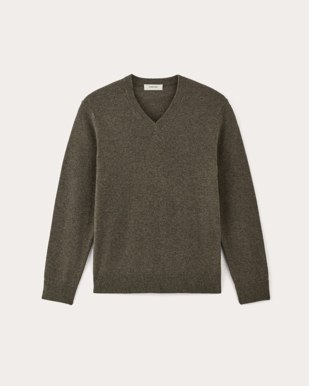 The Cashmere V-Neck Sweater | Heathered Army Green