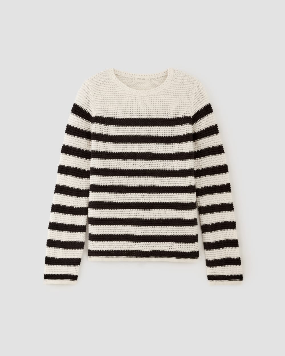 The Organic Cotton Open-Stitch Crew | Black / Bone