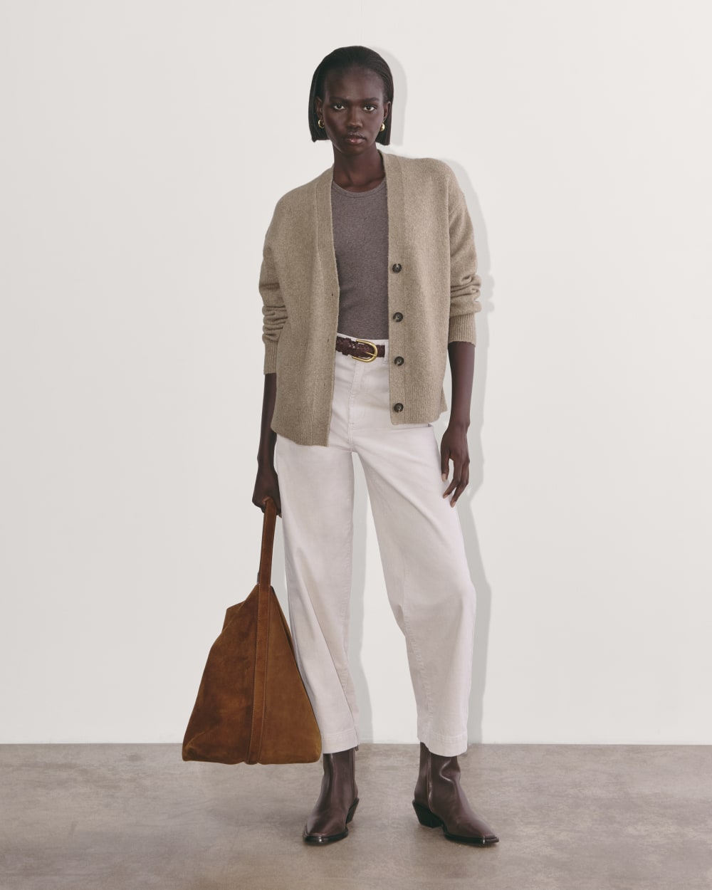 The Cocoon Cardigan in Plush Cotton | Heather Taupe