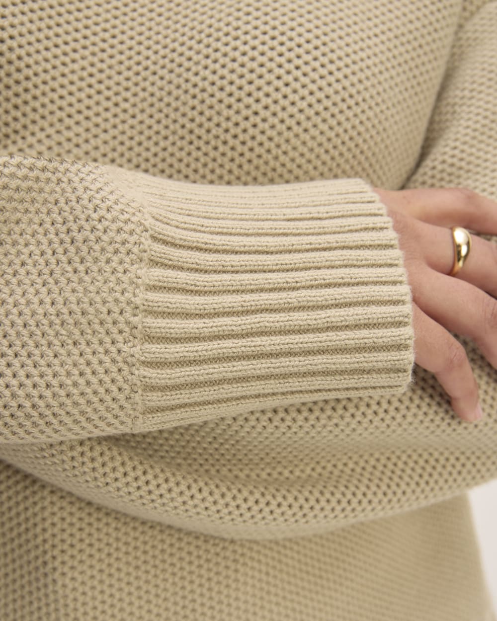 The Cotton Honeycomb Square Crew | Trench Coat Khaki