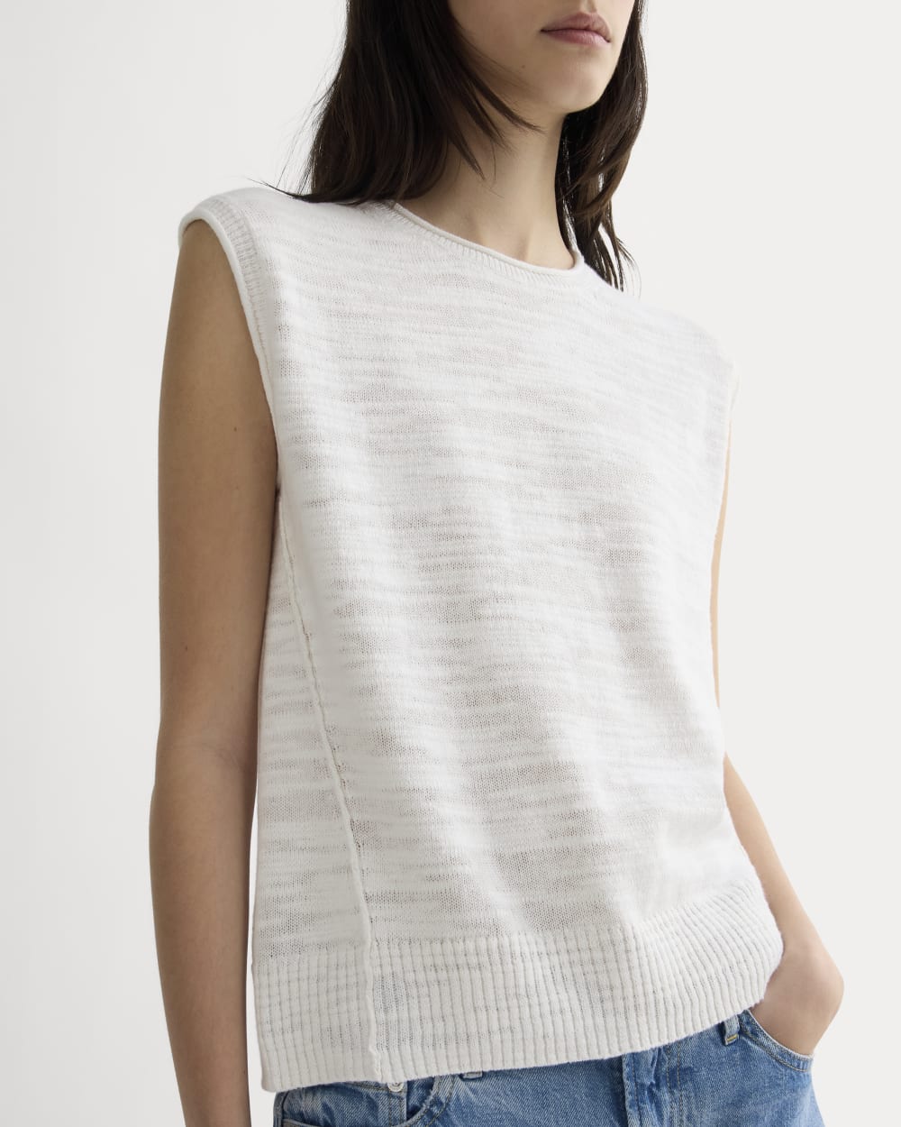 The Muscle Sweater in Cotton Linen | White
