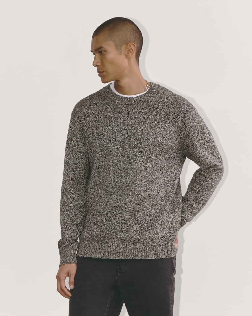 The Classic Sweater in Everyday Cotton | Canvas / Black Twist