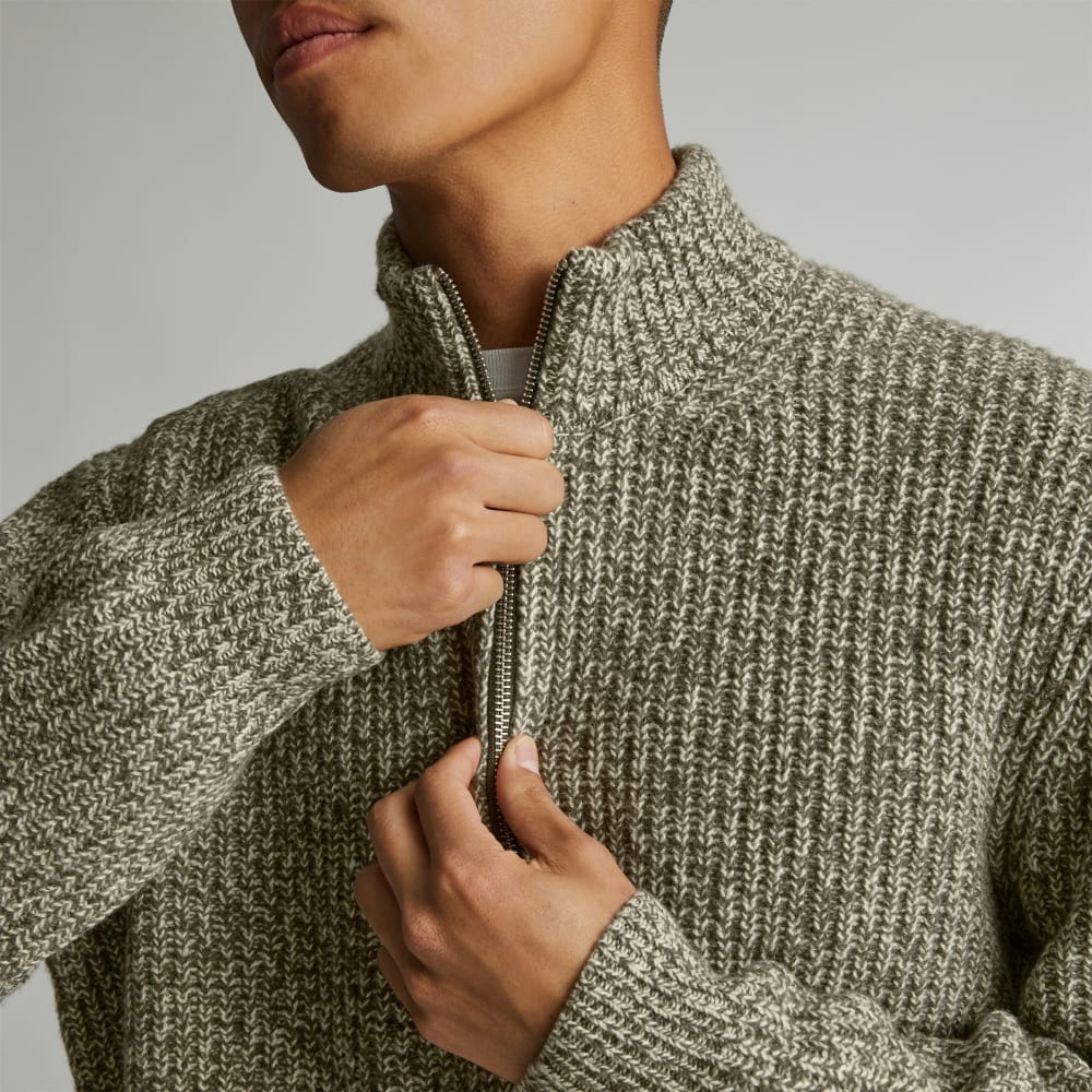 The Felted Merino Half-Zip Sweater | Seafoam Green / Kambaba Twist